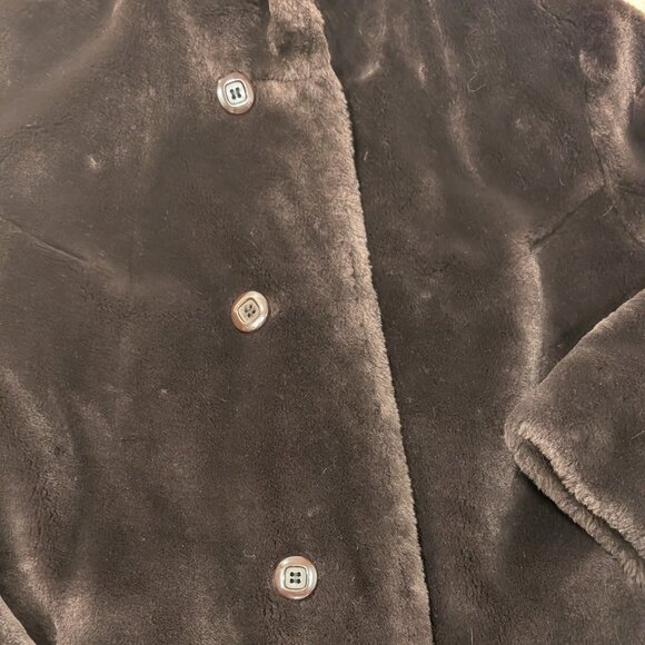 Reversible Brown Fur & Suede Teddy Jacket with Hood - Women M - Picture 9 of 13
